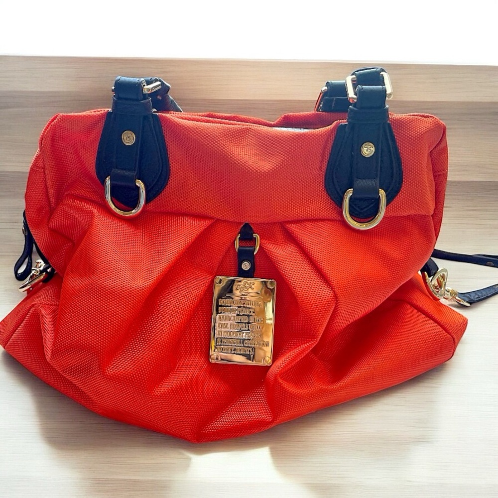 JPK Paris 75 Vibrant Orange Shoulder Bag with Gold Accents